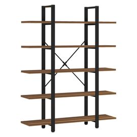 Βιβλιοθήκη Esthon pakoworld καρυδί-μαύρο μέταλλο 120x28x180εκ - ΒΙΒΛΙΟΘΗΚΕΣ στο Milonadakis.gr