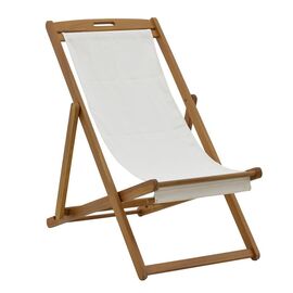 Σεζλόνγκ Franclow pakoworld ξύλο ακακίας φυσικό-πανί pvc λευκό - ΞΑΠΛΩΣΤΡΕΣ στο Milonadakis.gr