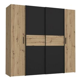 Ντουλάπα ρούχων Bekerk pakoworld τετράφυλλη μαύρο-oak μελαμίνης 200x61x190.5εκ - ΝΤΟΥΛΑΠΕΣ στο Milonadakis.gr
