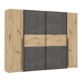 Ντουλάπα ρούχων Verzo pakoworld τετράφυλλη oak-ανθρακί μελαμίνης 270.5x61x210.5εκ - ΝΤΟΥΛΑΠΕΣ στο Milonadakis.gr