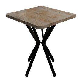 Τραπέζι Prestone pakoworld λευκό μαρμάρου μελαμίνης-μαύρο μέταλλο 70x70x75εκ - ΤΡΑΠΕΖΙΑ ΚΟΥΖΙΝΑΣ στο Milonadakis.gr