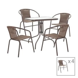 Tραπεζαρία Obbi-Watson pakoworld σετ 5τεμ καφέ μέταλλο-pe rattan 80x80x70εκ - ΣΕΤ ΤΡΑΠΕΖΑΡΙΕΣ στο Milonadakis.gr