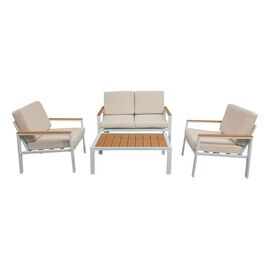 Σαλόνι κήπου Fashionable pakoworld σετ 4τμχ ύφασμα μπεζ-λευκό αλουμίνιο - ΣΕΤ ΣΑΛΟΝΙΑ στο Milonadakis.gr