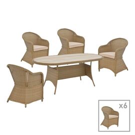 Tραπεζαρία Hadrian-Keir pakoworld σετ 7τεμ καφέ rattan-μπεζ textilene-καφέ αλουμίνιο 180x90x72εκ - ΣΕΤ ΤΡΑΠΕΖΑΡΙΕΣ στο Milonadakis.gr