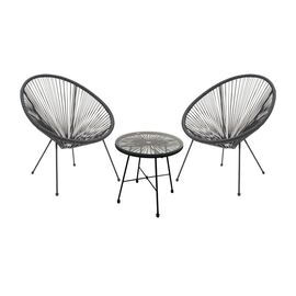 Tραπεζαρία Acapulco pakoworld σετ 3τεμ μαύρο μέταλλο-μαύρο rattan-γυαλί Φ50x50εκ - ΣΕΤ ΤΡΑΠΕΖΑΡΙΕΣ στο Milonadakis.gr