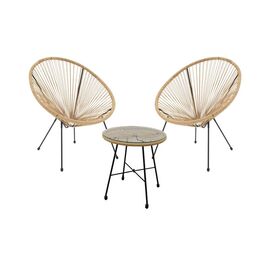 Tραπεζαρία Acapulco Ι pakoworld σετ 3τεμ μαύρο μέταλλο-φυσικό rattan-γυαλί Φ50x50εκ - ΣΕΤ ΤΡΑΠΕΖΑΡΙΕΣ στο Milonadakis.gr