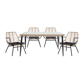 Τραπεζαρία Naoki A pakoworld σετ 5 τμχ rattan φυσικό-μαύρο μέταλλο-γυαλί 160x90x78εκ - ΣΕΤ ΤΡΑΠΕΖΑΡΙΕΣ στο Milonadakis.gr