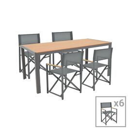 Τραπεζαρία Mabu-Nares σετ 7τεμ pakoworld ανθρακί αλουμίνιο και plywood σε φυσικό χρώμα 180x90x72.5εκ - ΣΕΤ ΤΡΑΠΕΖΑΡΙΕΣ στο Milonadakis.gr