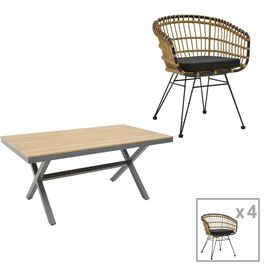 Τραπεζαρία Naoki-Thorio σετ 5τεμ pakoworld ανθρακί αλουμίνιο και plywood σε φυσική απόχρωση 160x90x75εκ - ΣΕΤ ΤΡΑΠΕΖΑΡΙΕΣ στο Milonadakis.gr