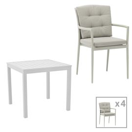 Τραπεζαρία Kliton - Moritz σετ 5τεμ pakoworld αλουμίνιο σε λευκή και γκρι απόχρωση 80x80x74εκ - ΣΕΤ ΤΡΑΠΕΖΑΡΙΕΣ στο Milonadakis.gr