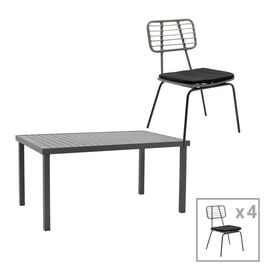Τραπεζαρία Naoki-Kliton A σετ 5τεμ pakoworld μαύρο μέταλλο και ανθρακί αλουμίνιο 150x80x74εκ - ΣΕΤ ΤΡΑΠΕΖΑΡΙΕΣ στο Milonadakis.gr