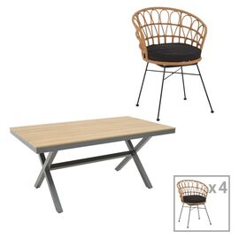 Τραπεζαρία Thorio-Felicia σετ 5τεμ pakoworld ανθρακί αλουμίνιο και plywood σε φυσική απόχρωση 160x90x75εκ - ΣΕΤ ΤΡΑΠΕΖΑΡΙΕΣ στο Milonadakis.gr