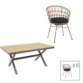 Τραπεζαρία Thorio-Felicia σετ 7τεμ pakoworld ανθρακί αλουμίνιο και plywood σε φυσική απόχρωση 160x90x75εκ - ΣΕΤ ΤΡΑΠΕΖΑΡΙΕΣ στο Milonadakis.gr