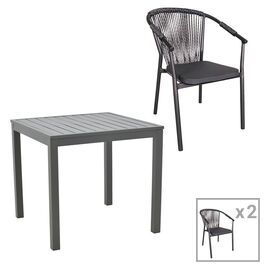 Τραπεζαρία Kliton-Convince σετ 3τεμ pakoworld  αλουμίνιο σε ανθρακί απόχρωση 80x80x74εκ - ΣΕΤ ΤΡΑΠΕΖΑΡΙΕΣ στο Milonadakis.gr