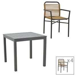 Τραπεζαρία Kliton-Clutch σετ 5τεμ pakoworld  αλουμίνιο σε ανθρακί απόχρωση 80x80x74εκ - ΣΕΤ ΤΡΑΠΕΖΑΡΙΕΣ στο Milonadakis.gr