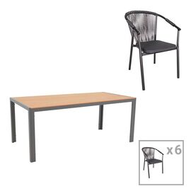 Τραπεζαρία Nares-Convince σετ 7τεμ pakoworld ανθρακί αλουμίνιο και plywood σε φυσική απόχρωση 180x90x72.5εκ - ΣΕΤ ΤΡΑΠΕΖΑΡΙΕΣ στο Milonadakis.gr