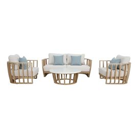 Σετ σαλονιού 4τμχ Eron pakoworld μασίφ ξύλο ευκαλύπτου-μπεζ ύφασμα - ΣΕΤ ΣΑΛΟΝΙΑ στο Milonadakis.gr