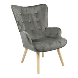 Πολυθρόνα Fluffy pakoworld βελούδο ανθρακί-φυσικό πόδι 75x69x96εκ - ΚΑΡΕΚΛΕΣ - ΠΟΛΥΘΡΟΝΕΣ ΕΣ. στο Milonadakis.gr