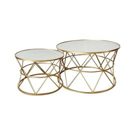 Tραπέζια σαλονιού Pelosif Inart χρυσό σετ 2τεμ μέταλλο - ΤΡΑΠΕΖΑΚΙΑ ΣΑΛΟΝΙΟΥ στο Milonadakis.gr