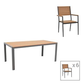 Τραπεζαρία Nares-Vitality B σετ 7τεμ pakoworld ανθρακί αλουμίνιο και plywood σε φυσικό χρώμα 180x90x72.5εκ - ΣΕΤ ΤΡΑΠΕΖΑΡΙΕΣ στο Milonadakis.gr