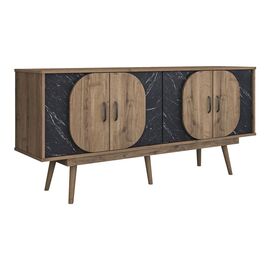 Μπουφές Suckie pakoworld καρυδί με μαύρο μαρμάρου μελαμίνης-καρυδί pp πόδι 180x45x82.6εκ - ΜΠΟΥΦΕΔΕΣ-ΚΟΝΣΟΛΕΣ στο Milonadakis.gr