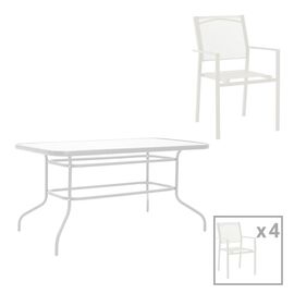 Τραπεζαρία Valor-Confidence σετ 5τεμ pakoworld μέταλλο σε λευκή απόχρωση 140x80x70εκ - ΣΕΤ ΤΡΑΠΕΖΑΡΙΕΣ στο Milonadakis.gr