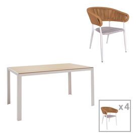 Τραπεζαρία Nares-Raven A σετ 5τεμ pakoworld λευκό αλουμίνιο και plywood σε φυσική απόχρωση 140x80x72.5εκ - ΣΕΤ ΤΡΑΠΕΖΑΡΙΕΣ στο Milonadakis.gr