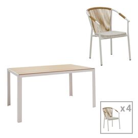 Τραπεζαρία Nares-Convince A σετ 5τεμ pakoworld λευκό αλουμίνιο και plywood σε φυσική απόχρωση 140x80x72.5εκ - ΣΕΤ ΤΡΑΠΕΖΑΡΙΕΣ στο Milonadakis.gr