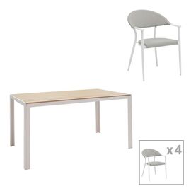 Τραπεζαρία Nares-Pino A σετ 5τεμ pakoworld λευκό αλουμίνιο και plywood σε φυσική απόχρωση 140x80x72.5εκ - ΣΕΤ ΤΡΑΠΕΖΑΡΙΕΣ στο Milonadakis.gr