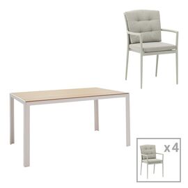 Τραπεζαρία Nares-Moritz σετ 5τεμ pakoworld λευκό-γκρι αλουμίνιο και plywood σε φυσική απόχρωση 140x80x72.5εκ - ΣΕΤ ΤΡΑΠΕΖΑΡΙΕΣ στο Milonadakis.gr