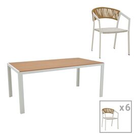 Τραπεζαρία Nares-Glisten B σετ 7τεμ pakoworld λευκό αλουμίνιο και plywood σε φυσική απόχρωση 180x90x72.5εκ - ΣΕΤ ΤΡΑΠΕΖΑΡΙΕΣ στο Milonadakis.gr