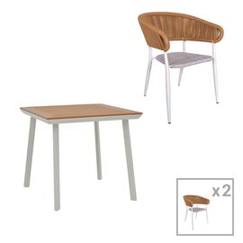 Τραπεζαρία Synergy-Raven σετ 3τεμ pakoworld λευκό αλουμίνιο και plywood σε φυσικό χρώμα 80x80x74εκ - ΣΕΤ ΤΡΑΠΕΖΑΡΙΕΣ στο Milonadakis.gr