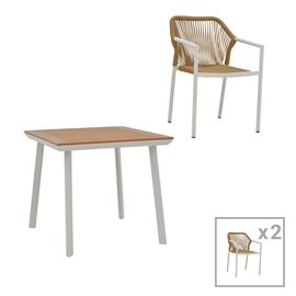 Τραπεζαρία Synergy-Lush σετ 3τεμ pakoworld λευκό αλουμίνιο και plywood σε φυσικό χρώμα 80x80x74εκ - ΣΕΤ ΤΡΑΠΕΖΑΡΙΕΣ στο Milonadakis.gr