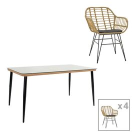 Τραπεζαρία Naoki Χ σετ 5τεμ pakoworld rattan pe σε φυσική απόχρωση και μαύρο μέταλλο 160x90x78εκ - ΣΕΤ ΤΡΑΠΕΖΑΡΙΕΣ στο Milonadakis.gr