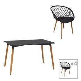 Τραπεζαρία Ezra-Natali pakoworld σετ 5τεμ pp-mdf σε μαύρη-φυσική απόχρωση 120x80x76εκ - ΤΡΑΠΕΖΑΡΙΕΣ στο Milonadakis.gr