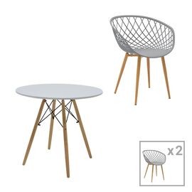 Τραπεζαρία Ezra-Julita pakoworld σετ 3τεμ pp-mdf σε λευκό/γκρι με φυσική απόχρωση πόδια Φ80x73εκ - ΤΡΑΠΕΖΑΡΙΕΣ στο Milonadakis.gr