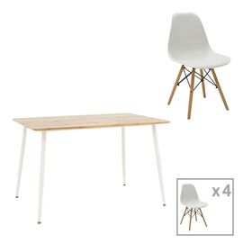 Τραπεζαρία Julita-Cuba pakoworld σετ 5τεμ pp-mdf σε λευκή-sonoma απόχρωση120x80x75εκ - ΤΡΑΠΕΖΑΡΙΕΣ στο Milonadakis.gr