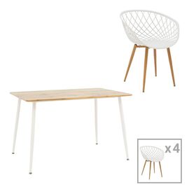 Τραπεζαρία Ezra-Cuba pakoworld σετ 5τεμ pp-mdf σε λευκή-sonoma απόχρωση120x80x75εκ - ΤΡΑΠΕΖΑΡΙΕΣ στο Milonadakis.gr