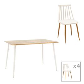 Τραπεζαρία Aurora-Cuba pakoworld σετ 5τεμ pp-mdf σε λευκή-sonoma απόχρωση120x80x75εκ - ΤΡΑΠΕΖΑΡΙΕΣ στο Milonadakis.gr