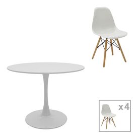 Τραπεζαρία Julita-Balou pakoworld σετ 5τεμ pp-mdf σε λευκή απόχρωση Φ100x75εκ - ΤΡΑΠΕΖΑΡΙΕΣ στο Milonadakis.gr