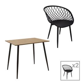 Τραπεζαρία Ezra-Cuba pakoworld σετ 3τεμ pp-mdf σε μαύρη-sonoma απόχρωση 70x70x75εκ - ΤΡΑΠΕΖΑΡΙΕΣ στο Milonadakis.gr