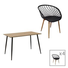 Τραπεζαρία Ezra-Cuba pakoworld σετ 5τεμ pp-mdf σε μαύρο-sonoma απόχρωση 120x70x76εκ - ΤΡΑΠΕΖΑΡΙΕΣ στο Milonadakis.gr