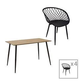 Τραπεζαρία Ezra-Cuba pakoworld σετ 5τεμ pp-mdf σε μαύρη απόχρωση 120x70x76εκ - ΤΡΑΠΕΖΑΡΙΕΣ στο Milonadakis.gr