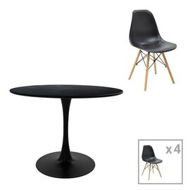 Τραπεζαρία Julita-Balou I σετ 5τεμ pakoworld MDF-PP σε μαύρο-φυσικό απόχρωση Φ120x75εκ - ΤΡΑΠΕΖΑΡΙΕΣ στο Milonadakis.gr