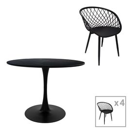 Τραπεζαρία Ezra-Balou I pakoworld σετ 5τεμ pp-mdf σε μαύρη απόχρωση Φ120x75εκ - ΤΡΑΠΕΖΑΡΙΕΣ στο Milonadakis.gr