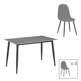 Τραπεζαρία Gustas-Bella A pakoworld σετ 5τμχ γκρι μαρμάρου sintered stone-μαύρο μέταλλο 120x60x75εκ - ΤΡΑΠΕΖΑΡΙΕΣ στο Milonadakis.gr