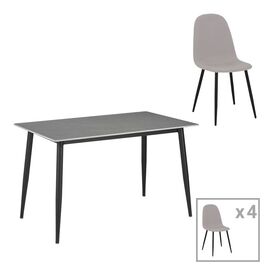 Τραπεζαρία Gustas-Bella C pakoworld σετ 5τμχ γκρι μαρμάρου sintered stone-μαύρο μέταλλο 140x80x75εκ - ΤΡΑΠΕΖΑΡΙΕΣ στο Milonadakis.gr