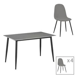 Τραπεζαρία Gustas-Bella D pakoworld σετ 5τμχ γκρι μαρμάρου sintered stone-μαύρο μέταλλο 140x80x75εκ - ΤΡΑΠΕΖΑΡΙΕΣ στο Milonadakis.gr