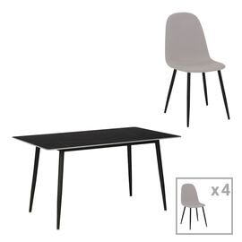 Τραπεζαρία Gustas-Bella pakoworld σετ 5τμχ γκρι με μαύρο μαρμάρου 140x80x75εκ - ΤΡΑΠΕΖΑΡΙΕΣ στο Milonadakis.gr