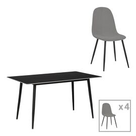 Τραπεζαρία Gustas-Bella pakoworld σετ 5τμχ γκρι βελούδο με μαύρο μαρμάρου 120x60x75εκ - ΤΡΑΠΕΖΑΡΙΕΣ στο Milonadakis.gr